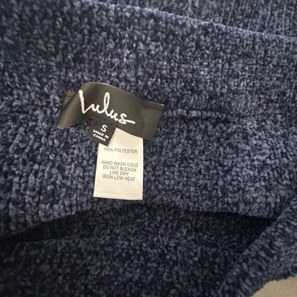 Lulu’s Comfy Cutie Chenille Sweater Pants – Midnight Blue, Size S - Picture 3 of 5